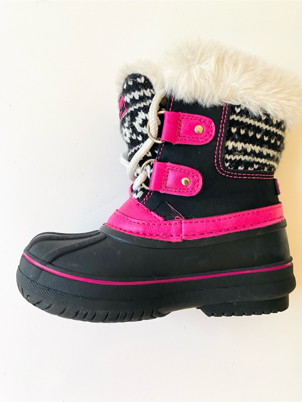 London Fog Lil Tottenham Girls Winter Snow Boots Black/Pink Faux Fur Toddler
7